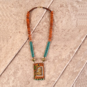 Nefertiti' Handcrafted Tribal Dhokra Necklace Multi Colour Size 5x8x41 - Article - AAC-40-01-07-J2