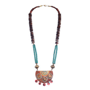 Butterflies in Backyard' Handcrafted Tribal Dhokra Necklace Multi Colour Size 8x6x41 - Article - AAC-40-01-07-K2