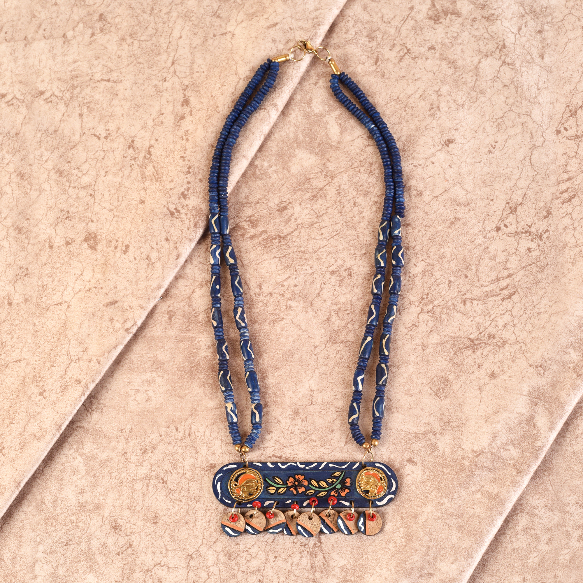 Mona-Lisa' Handcrafted Tribal Dhokra Necklace Multi Colour Size 10x4x30 - Article - AAC-40-01-12-A Mona-Lisa' Handcrafted Tribal Dhokra Necklace Multi Colour Size 10x4x30 - Article - AAC-40-01-12-A
