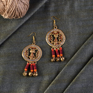 The Empress Star I Handcrafted Tribal Dhokra Earrinigs Golden Colour Size 4x4x9 - Article - AAC-40-02-31-C