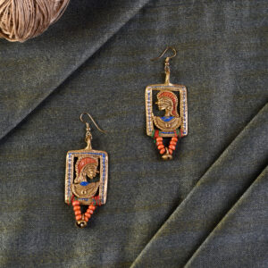 The Empress in Window Handcrafted Tribal Dhokra Earrings Golden Colour Size 3x3x9 - Article - AAC-40-02-31-D