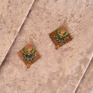 Butterfly-I' Handcrafted Tribal Wooden Earrings Multi Colour Size 6x6x8 - Article - AAC-40-02-33-D2