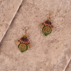 Butterfly-V' Handcrafted Tribal Wooden Earrings Multi Colour Size 5x5x7 - Article - AAC-40-02-33-D6