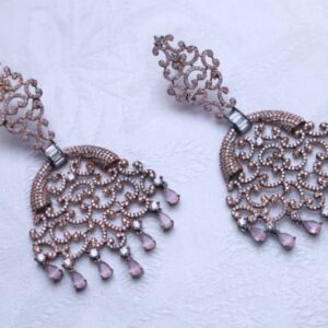 EARRINGS BRASS  BLACK OXIDIZED  COLOUR PINK AND ROSE GOLD SIZE ADJUSTABLE / FREE SIZE - ADER-163 